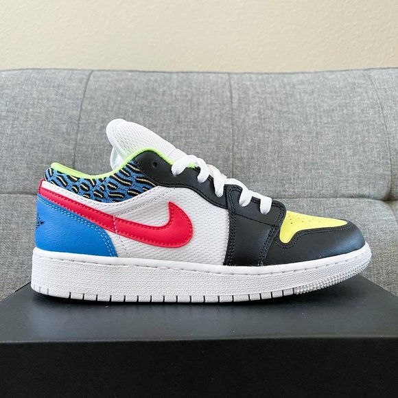 Nike Air Jordan 1 retro low white multicolor shoes (big kids) - Picture 3 of 4